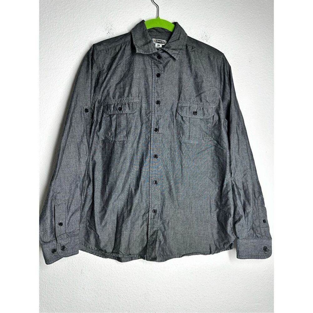Edwards Men's Size Small Gray Shirt Long Sleeve Button Down